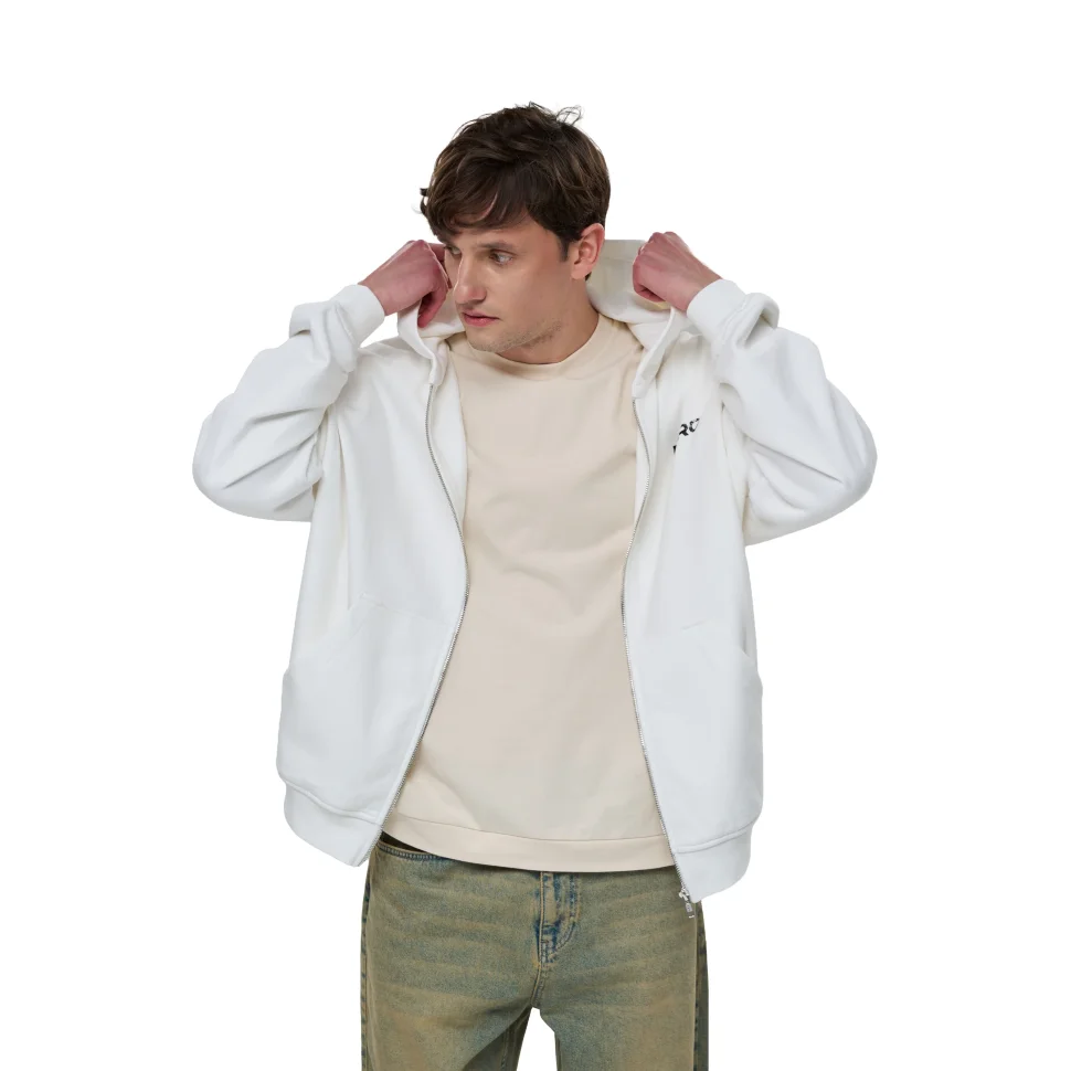 Miękka biała bluza z kapturem FARO dla mężczyzn FT08